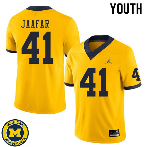 Youth Michigan Wolverines #41 Abe Jaafar Yellow Alumni Football Jersey